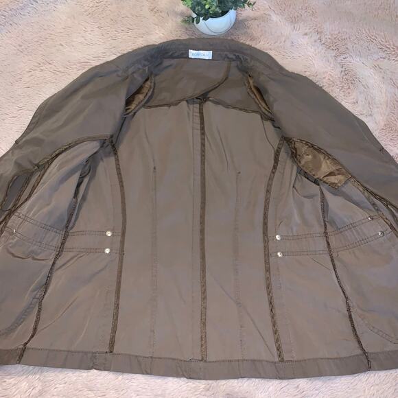 Bonita German Brown Faux Suede Open Front Moto-Style Jacket Size: 44 - Picture 7 of 12